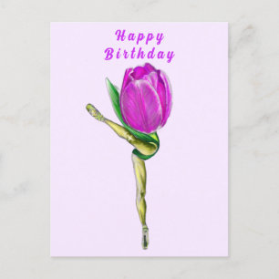 Postale Ballerina Tulip Ballet Dancer Carte Anniversaire