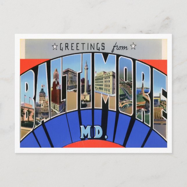 Postale Baltimore, Maryland Vintage Big Lettres Carte post (Devant)