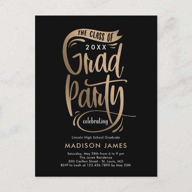 Postale Bannière de fête Carte d'invitation pour la fête d (Devant)