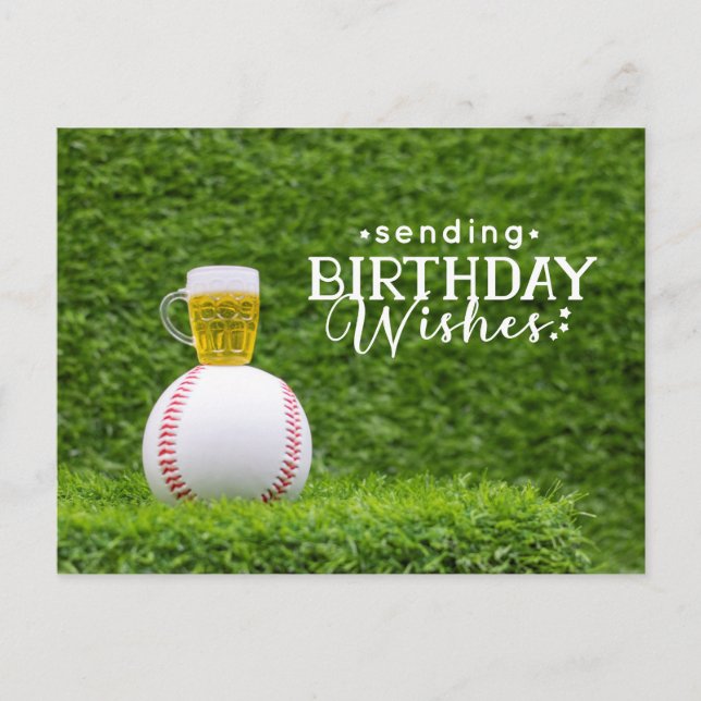 Postale Baseball avec joyeux Anniversaire avec Carte Bière (Devant)
