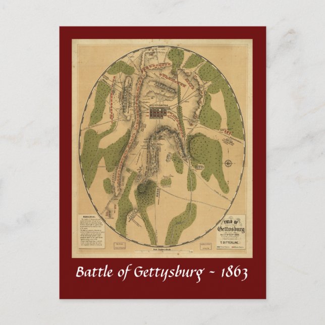Postale Bataille de Gettysburg Carte - 1863 (Devant)