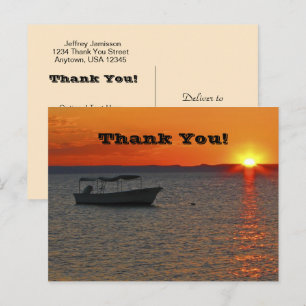 Postale Bateau de pêche au coucher du soleil, carte postal