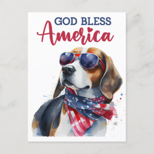 Postale Beagle Patriotique, Dieu Bénisse l'Amérique Carte
