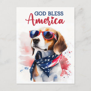 Postale Beagle Patriotique, Dieu Bénisse l'Amérique Carte 