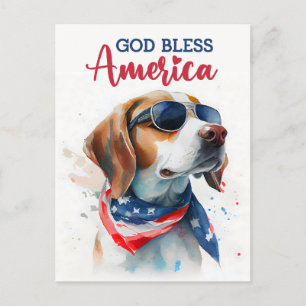 Postale Beagle Patriotique, Dieu Bénisse l'Amérique Carte