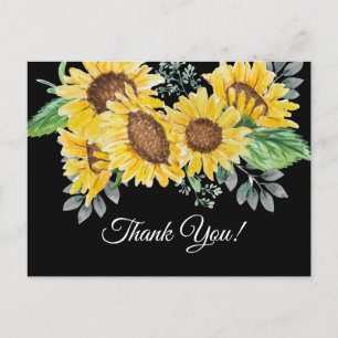 Postale beau tournesol, carte de remerciements