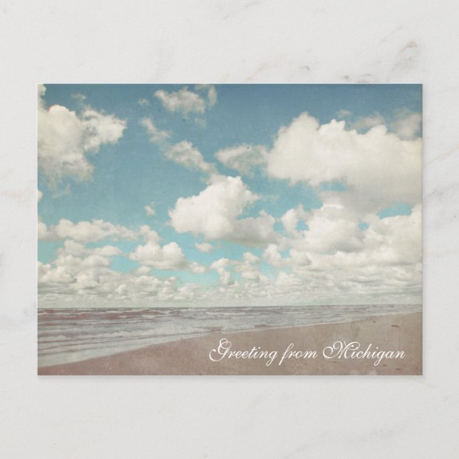 Postale Beaux nuages sur le lac Michigan Beach Carte posta (Devant)