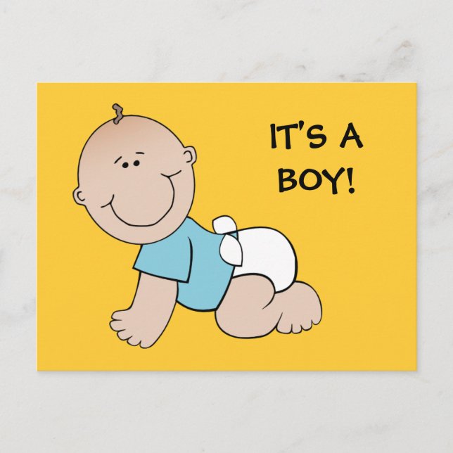 Postale Bébé garçon rampant, C'EST UN GARÇON ! carte posta (Devant)