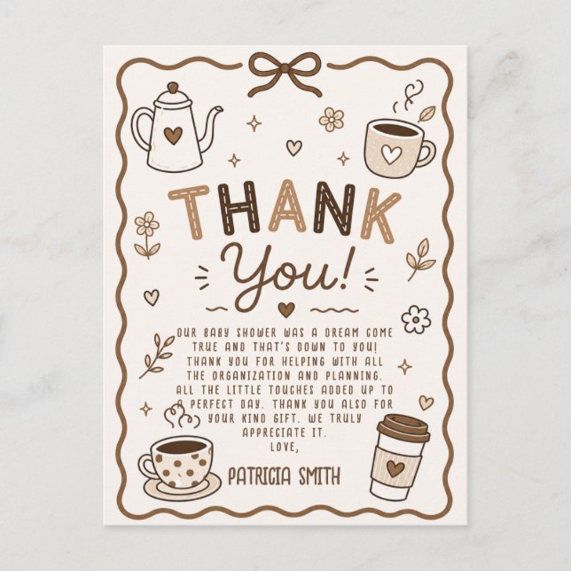 Postale Bébé prépare du café Carte de remerciement (Devant)