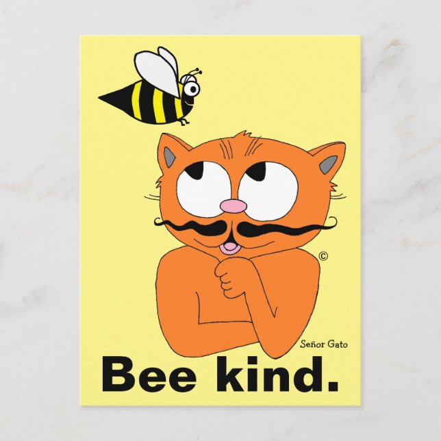 Postale Bee kind - be kind Cartoon Cat Señor Gato carte po (Devant)