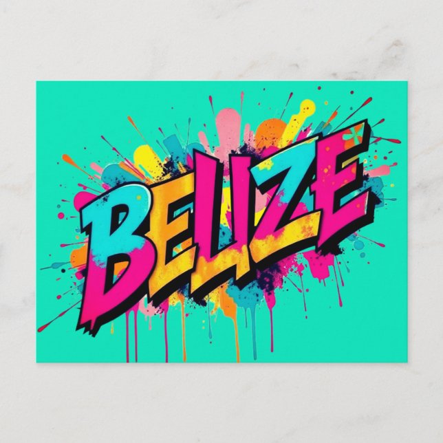 Postale Belize style graffiti turquoise accueil Carte post (Devant)