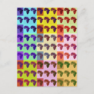 Postale Belle carte africaine À damiers Pap art ethnique