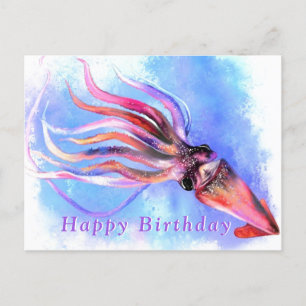Postale Belle Carte d'Anniversaire Scuid Natation Couleur