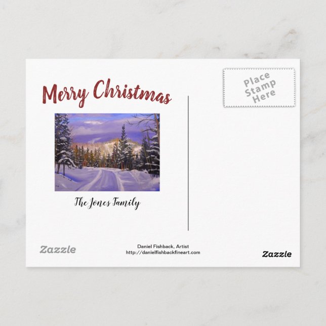 Postale Belle carte de Noël de montagne enneigée (Dos)