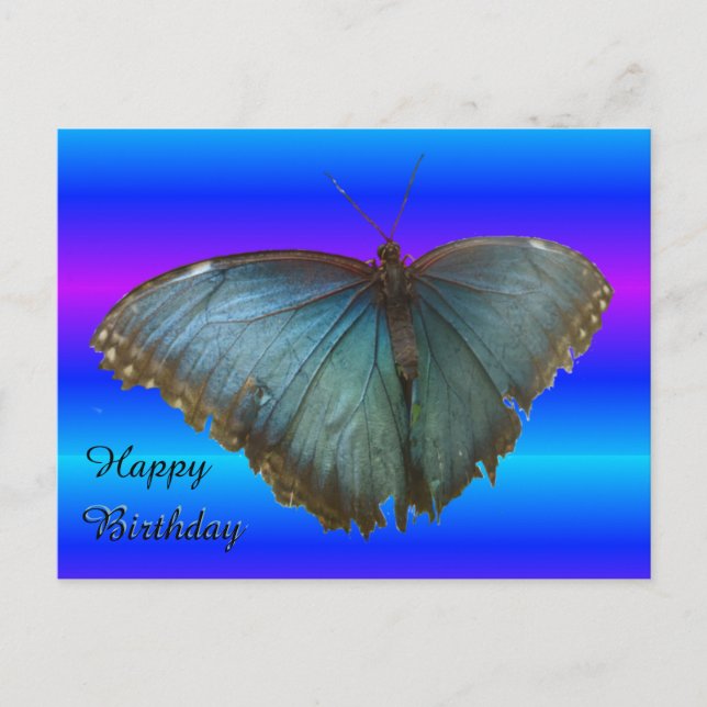Postale Belle Carte de Vœux d'Anniversaire Papillon Morpho (Devant)