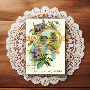 Postale Belle carte de vœux d'anniversaire vintage du débu