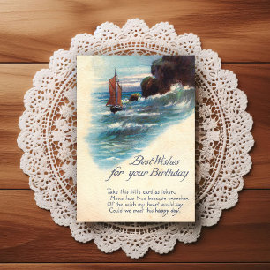 Postale Belle carte de vœux d'anniversaire vintage du débu