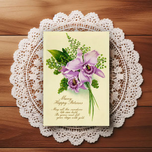 Postale Belle carte de vœux d'anniversaire vintage du débu