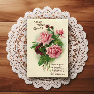 Postale Belle carte de vœux d'anniversaire vintage du débu