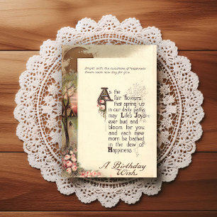 Postale Belle carte de vœux d'anniversaire vintage du débu