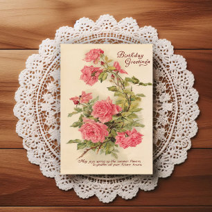 Postale Belle carte de vœux d'anniversaire vintage du débu