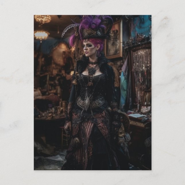 Postale Belle femme dans la boutique de costumes Carte pos (Devant)