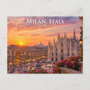 Postale Belle Milan Italie Coucher de Soleil Carte de Voya