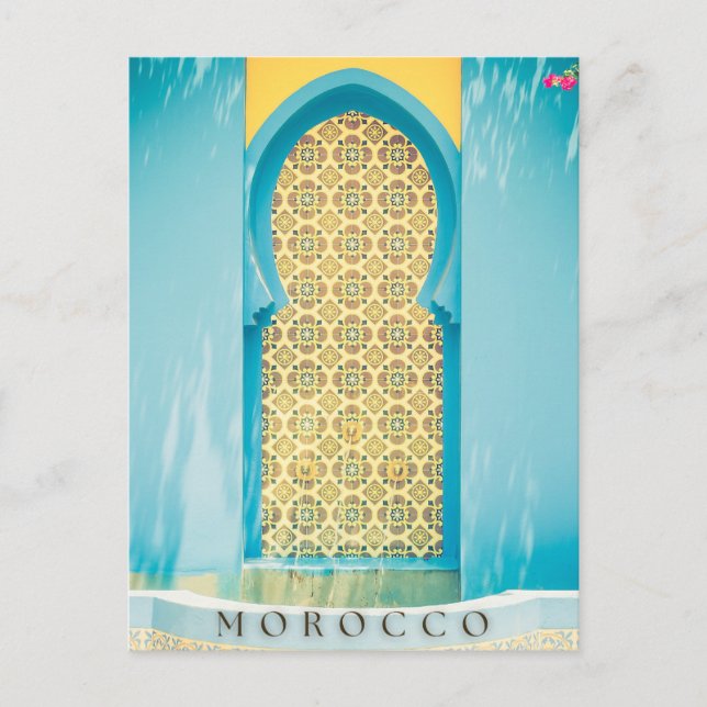 Postale Belle Porte Bleue Marocaine À Marrakech Carte Post (Devant)