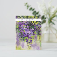 Belles fleurs de glycine en aquarelle  Carte posta