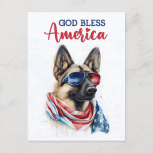 Postale Berger Allemand, Dieu Bénisse l'Amérique Carte Pos