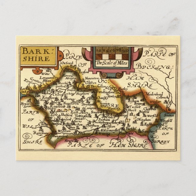 Postale Berkshire Barkshire Comté Angleterre Carte Antiqua (Devant)