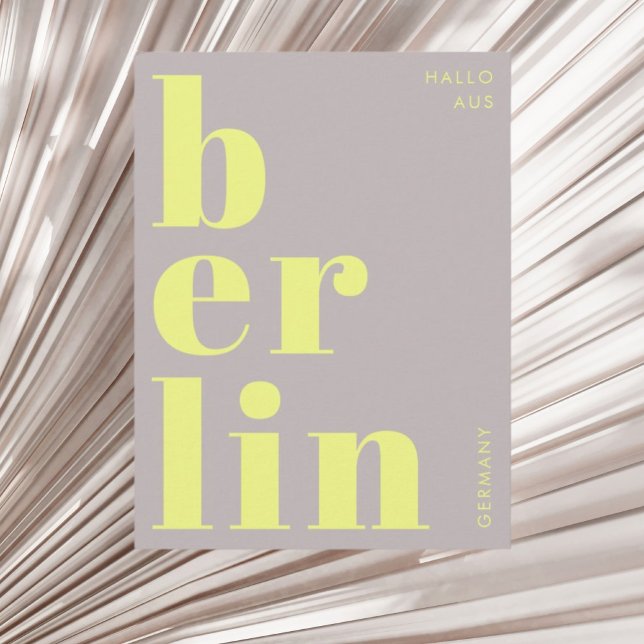 Postale Berlin Allemagne typographie moderne jaune Carte p (Créateur téléchargé)