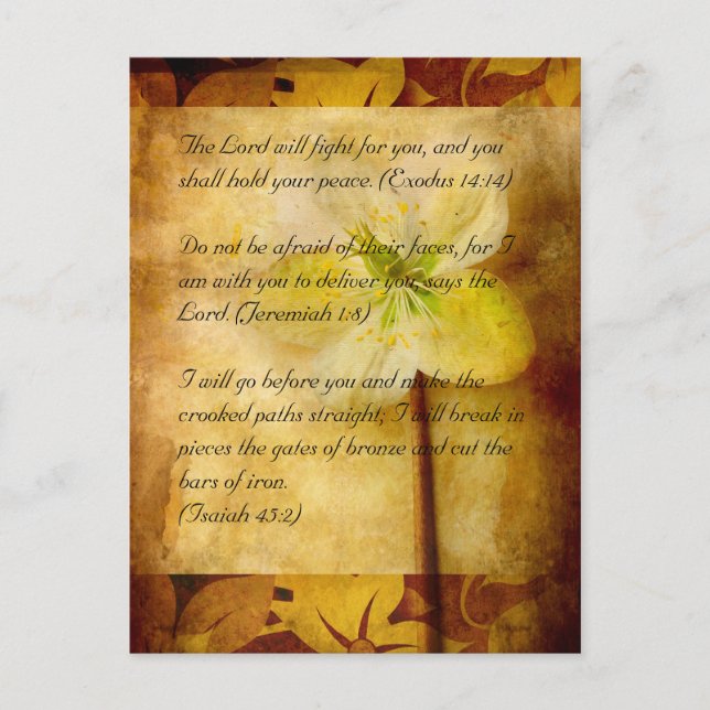 Postale Bible passage, grunge brun & hellebora carte posta (Devant)