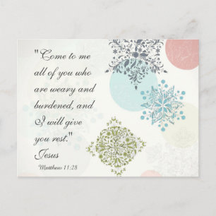 Postale Bible Verse Matthew 11:28 Design Vintage Carte pos