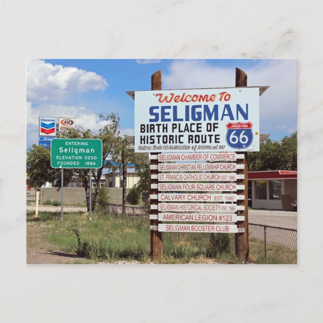 Postale Bienvenue À Seligman Route 66 Carte Postale! (Devant)