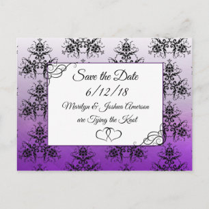Postale Black Purpl Mariage damassé Enregistrer la carte p