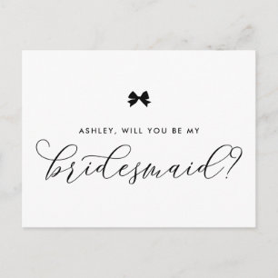 Postale Black Ribbon Bow Serez-Vous Ma Carte D'Époux