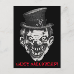 Postale BlackLines Horreur Joyeux Dents Clown Carte postal