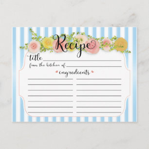 Postale Bleu Classy Grandes avec Recette Rose Carte