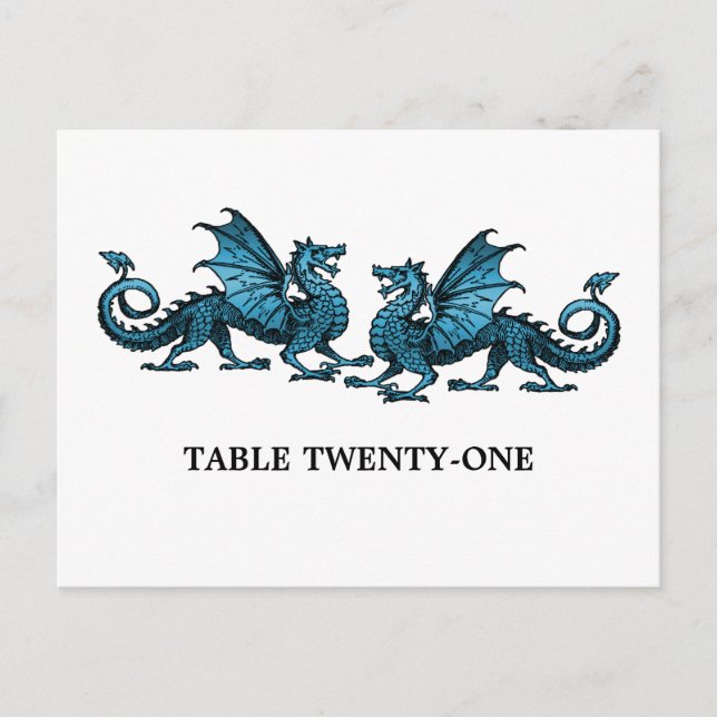 Postale Bleu Elegant Dragons Numéro de tableau Carte posta (Devant)