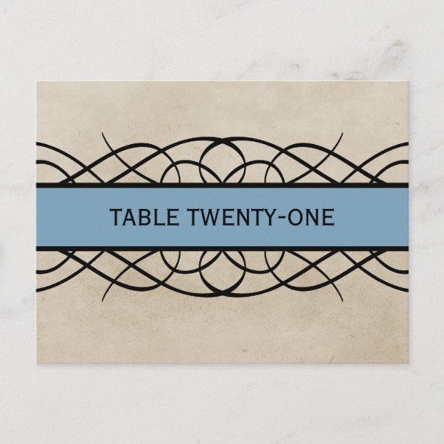 Postale Bleu Flourissant Bordure Numéro de tableau Carte p (Devant)