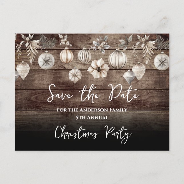 Postale Boho Christmas Party Enregistrer la date Carte pos (Devant)