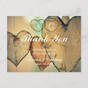 Postale Bokeh Hearts Carte de remerciements