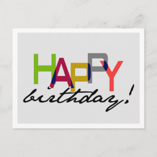 Postale Bold Unisex Bonne Typographie Anniversaire Carte p