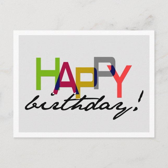 Postale Bold Unisex Bonne Typographie Anniversaire Carte p (Devant)