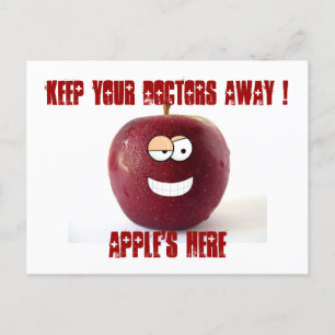 Postale Bon rétablissement  carte de docteur de pomme drôl