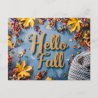 Postale Bonjour Automne carte de voeux avec fleurs