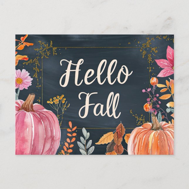 Postale Bonjour Automne carte de voeux avec fleurs (Devant)