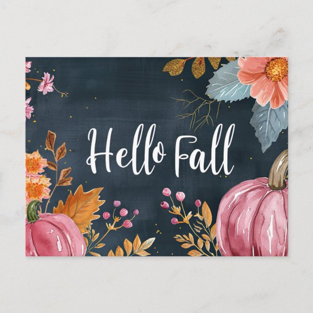 Postale Bonjour Automne carte de voeux avec fleurs (Devant)