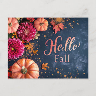 Postale Bonjour Automne carte de voeux avec fleurs